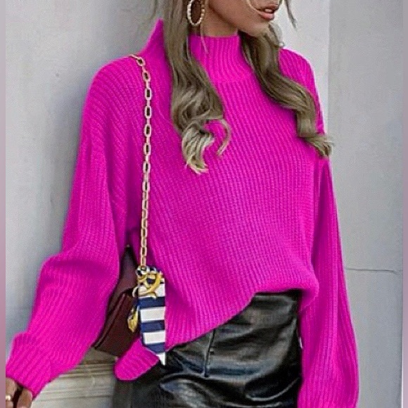 Ribbed Knit Mock Neck Sweater. - Picture 15 of 16